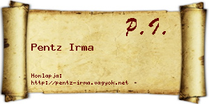 Pentz Irma névjegykártya